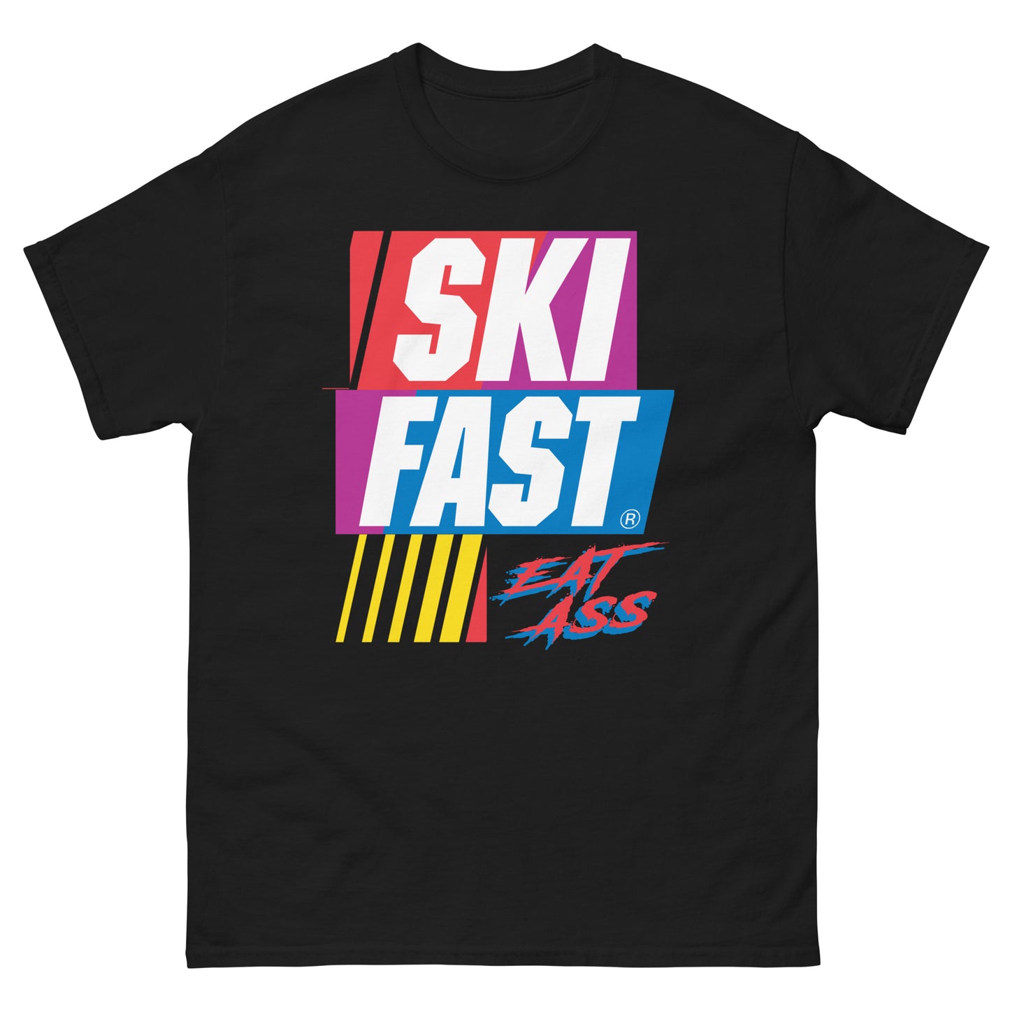 Ski fast eat ass design printed on t-shirt by mcbarge shirts