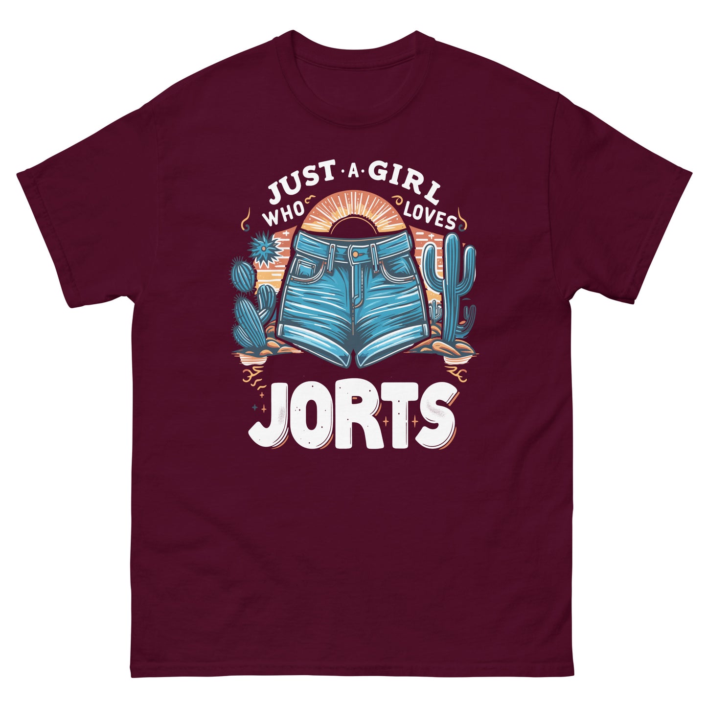 Just a girl who loves jorts design printed on t-shirt by Mcbarge shirts