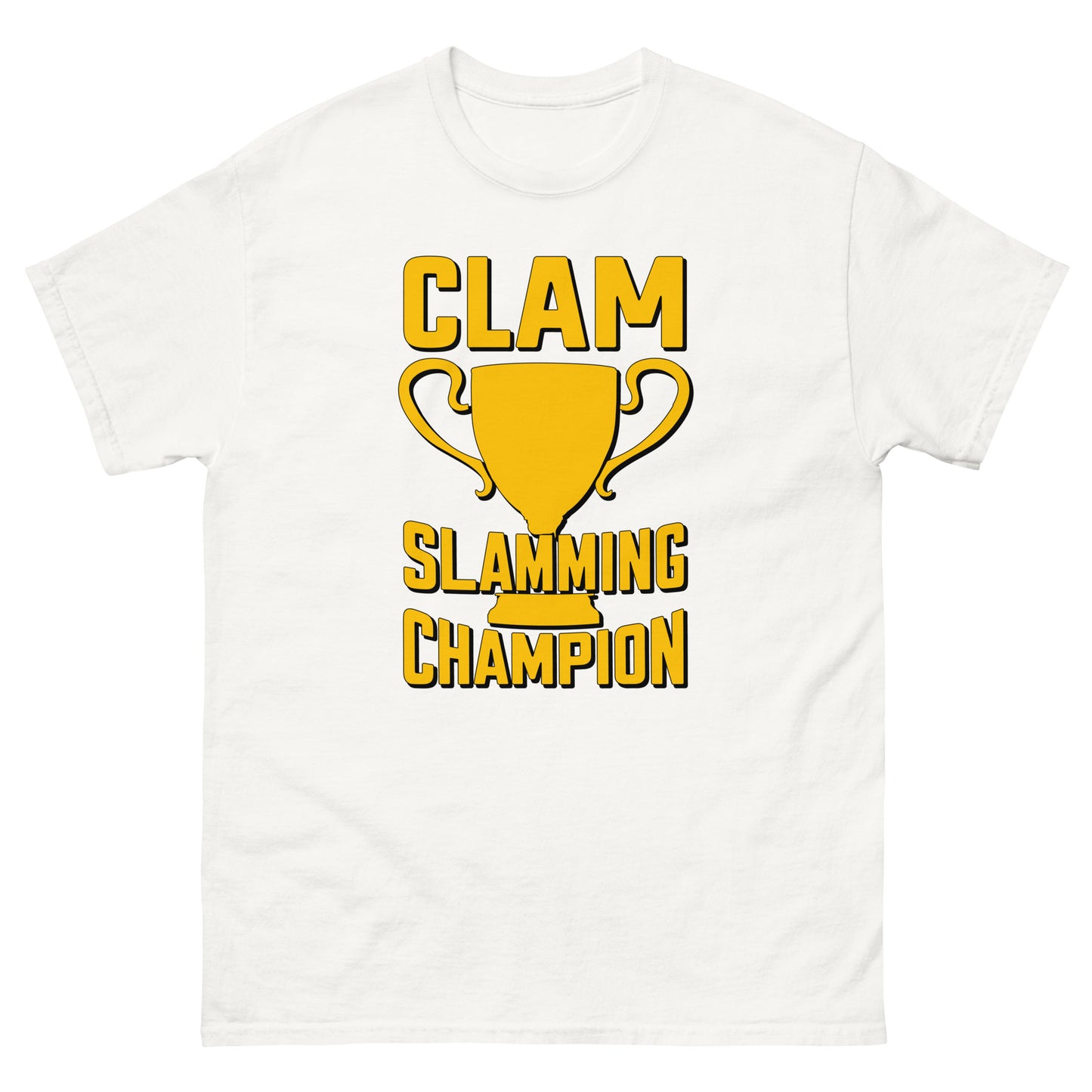 Clam Slamming Champion design printed on t-shirt by Mcbarge shirts