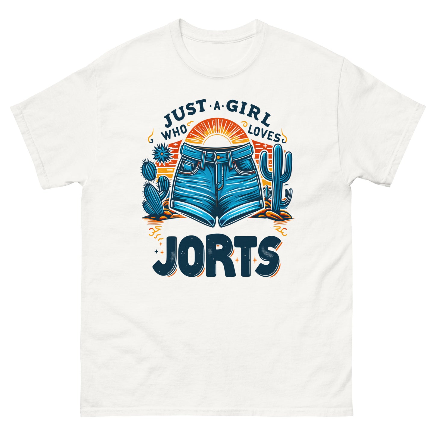 Just a girl who loves jorts design printed on t-shirt by Mcbarge shirts